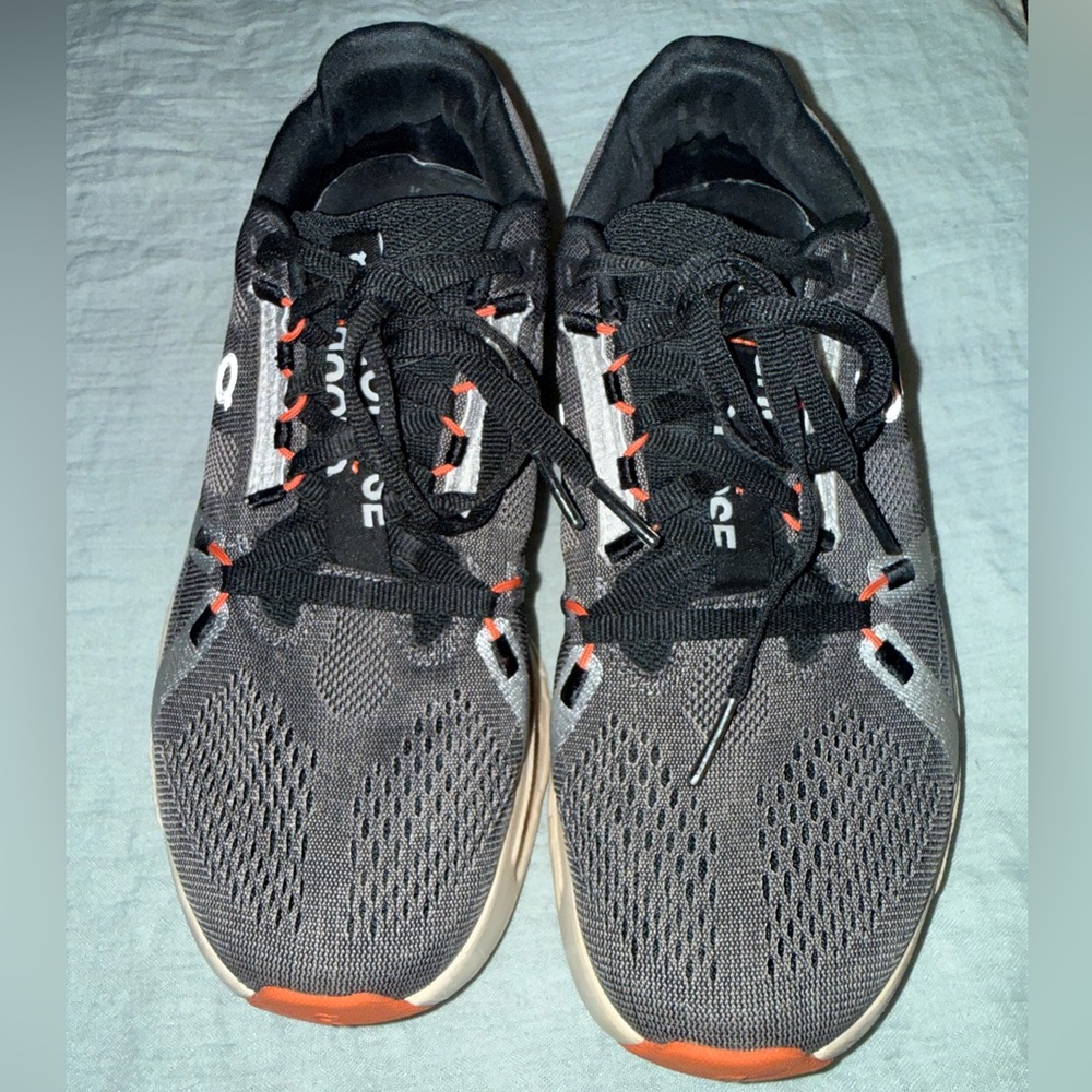 On Running Black and Orange Athletic Shoes